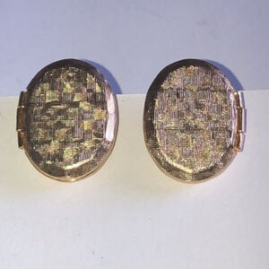 Seta Vintage Gold Tone Oval Locket Screw Back Clip On Earrings